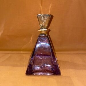 Vintage 1970’s RCR Crystal Perfume Bottle - Purple Pyramid Shape Perfume Bottle